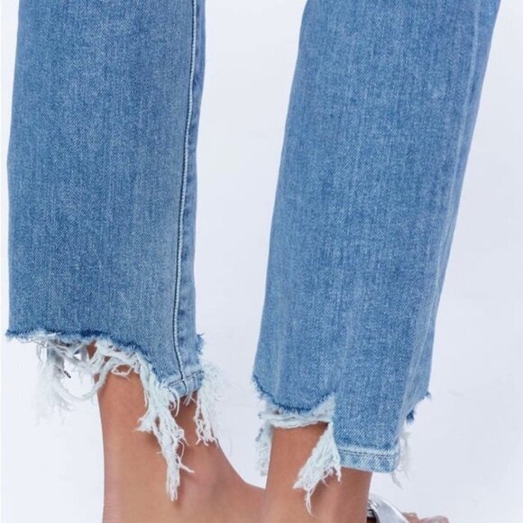 Paige Sarah Slim Cancun Destroyed Hem High Rise Jeans Size 24 light wash - Picture 3 of 11